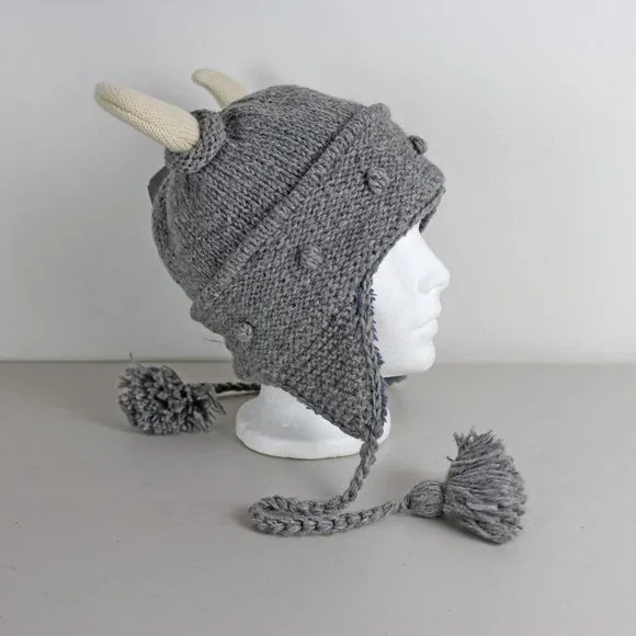 DeLux Knitwits Grey Viking Pilot Knit Hat - Picture 5 of 12